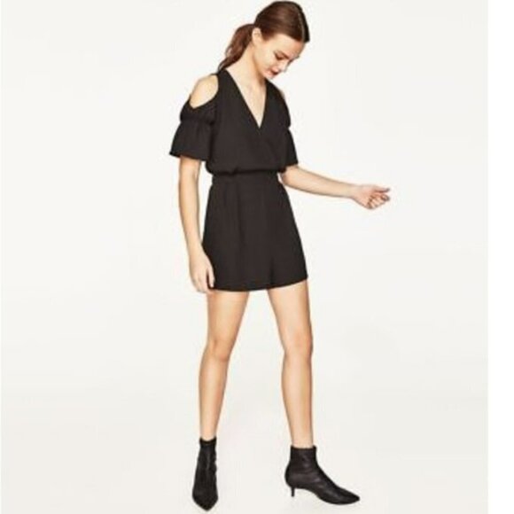 Zara Black Cold Shoulder Romper - Picture 1 of 13